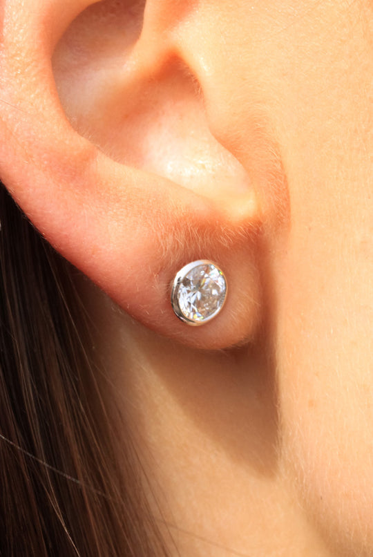 White Gold Bezel Set Lab Diamond Studs