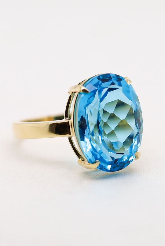 Oval Blue Topaz Dress Ring