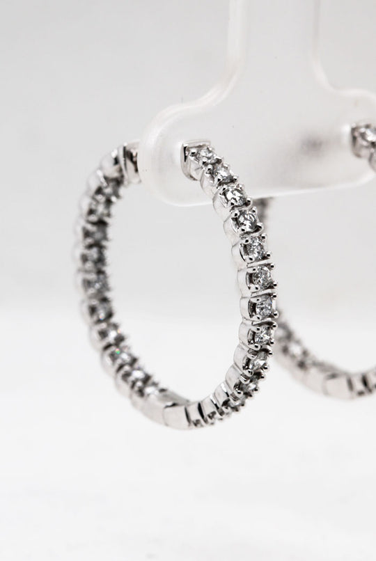 White Gold Diamond Hoop Earrings