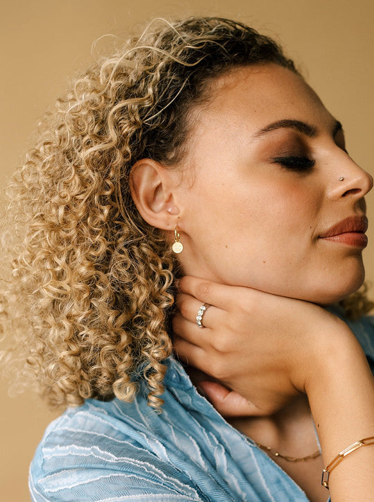 Diamond Disc Mini Drop Earrings