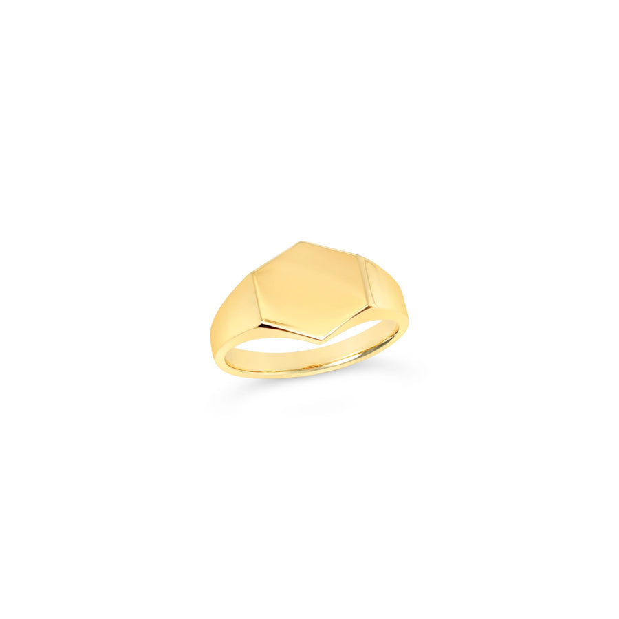 Gold Hex Signet Ring
