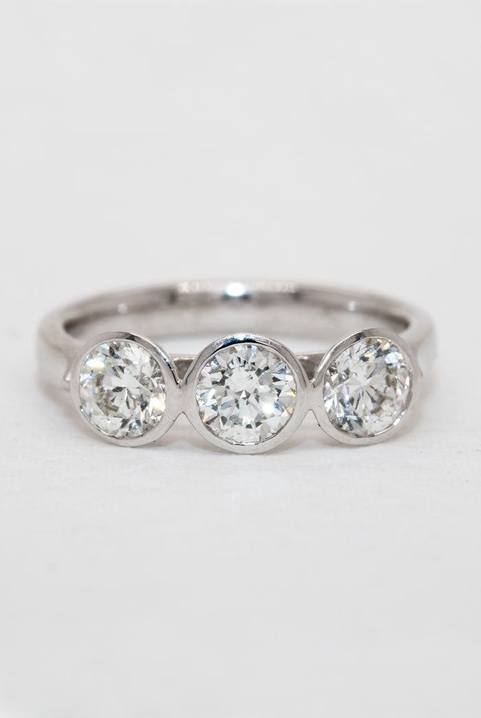 Three Stone Rubset Diamond Ring