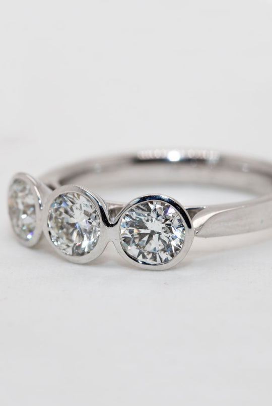 Three Stone Rubset Diamond Ring