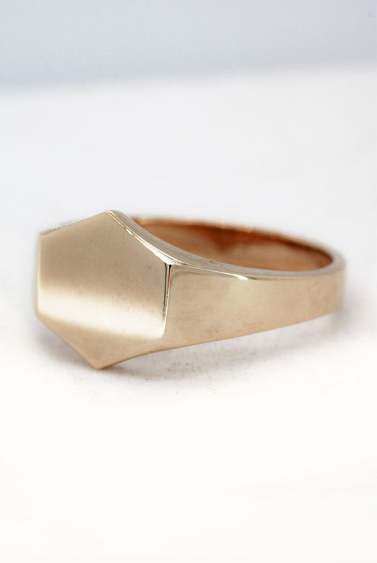 Gold Hex Signet Ring