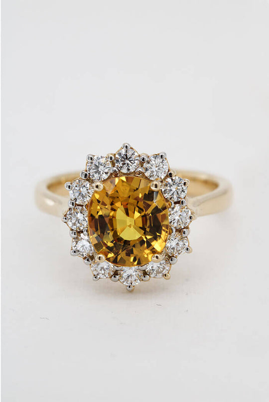 Yellow Sapphire and Diamond Halo