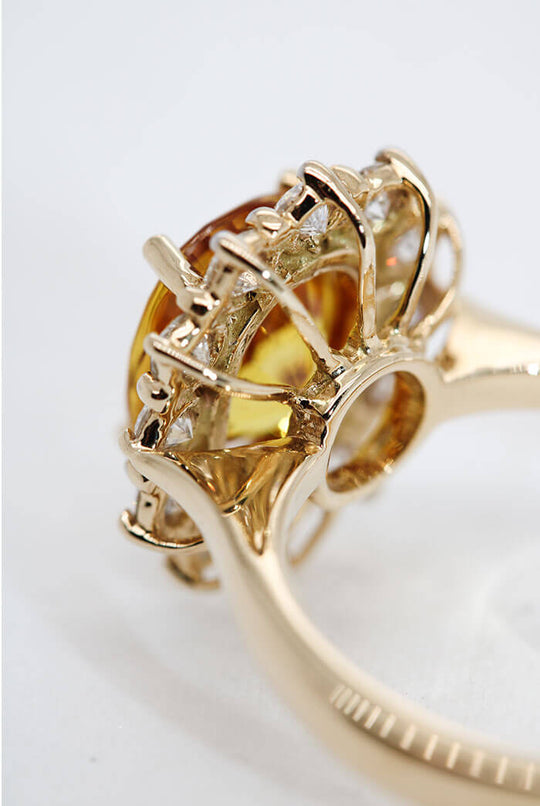 Yellow Sapphire and Diamond Halo Ring