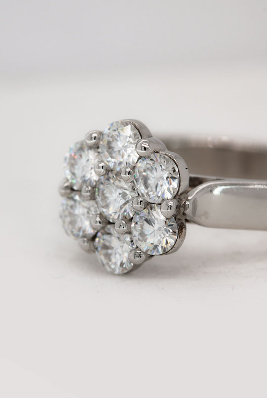 Platinum Moissanite Cluster Ring