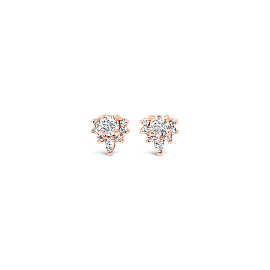 Moissanite and Diamond Cluster Earrings