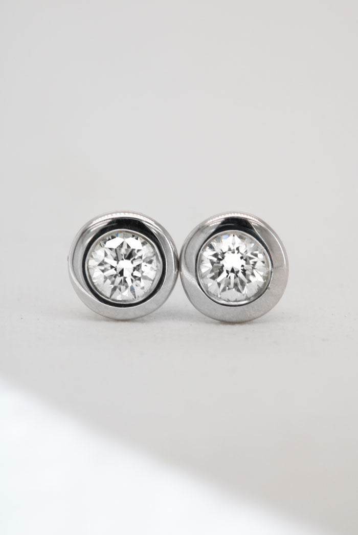White Gold Bezel Set Diamond Studs – Richard James Jeweller
