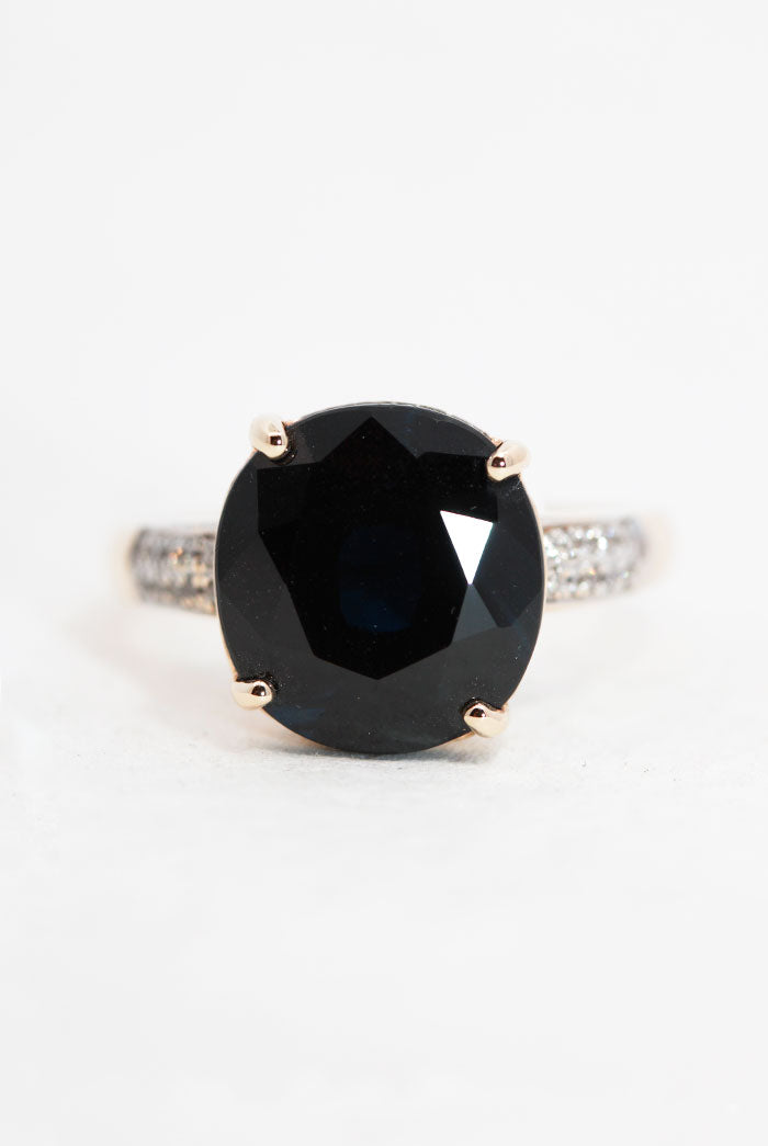 Dark Blue Sapphire Solitaire Ring