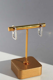 Silver Rectangle Cubic Zirconia Earrings