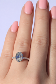 Oval Lab-Grown Rubset Diamond Ring