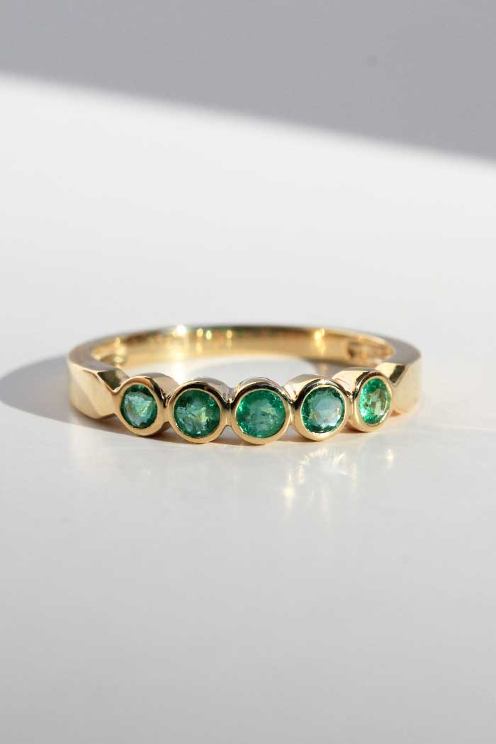 Yellow Gold Emerald Rubset Ring