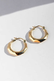 Yellow Gold Faceted Hoop Earrings