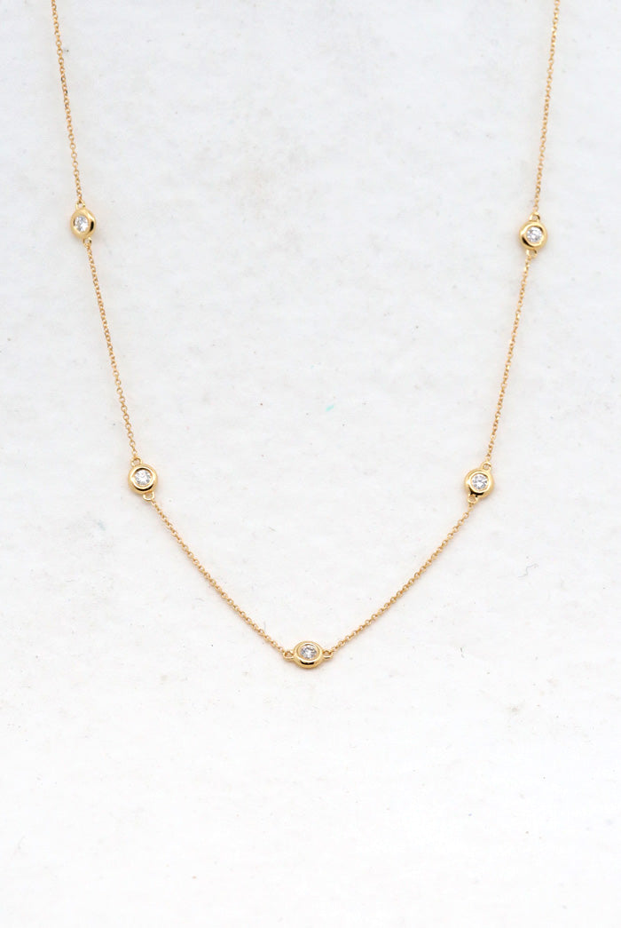 Bezel set diamond necklace