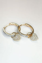 Diamond heart drop hoops