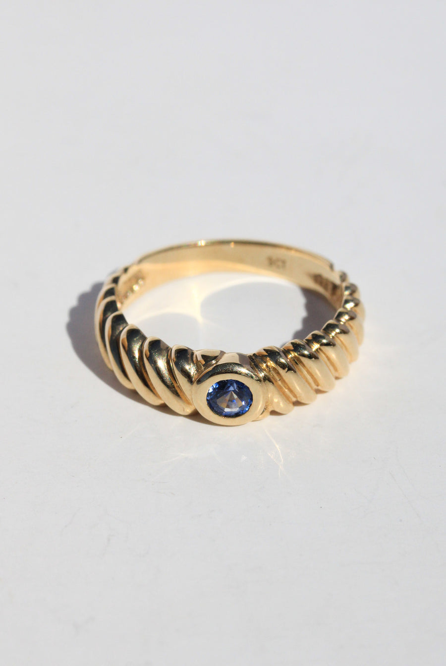 9ct Yellow Gold Sapphire Rope Twist Ring
