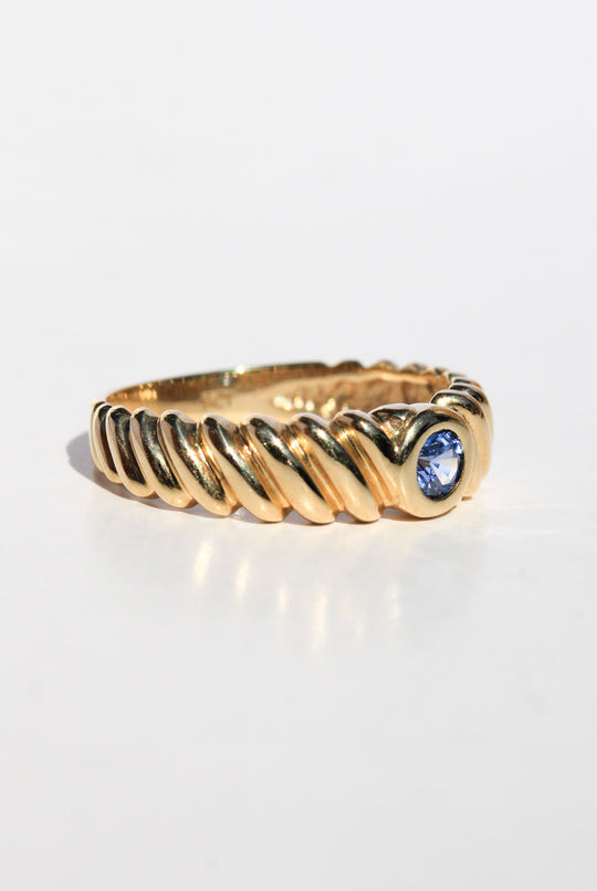 9ct Yellow Gold Sapphire Rope Twist Ring