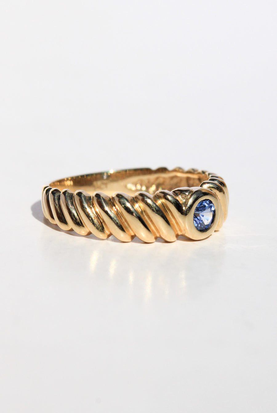 9ct Yellow Gold Sapphire Rope Twist Ring