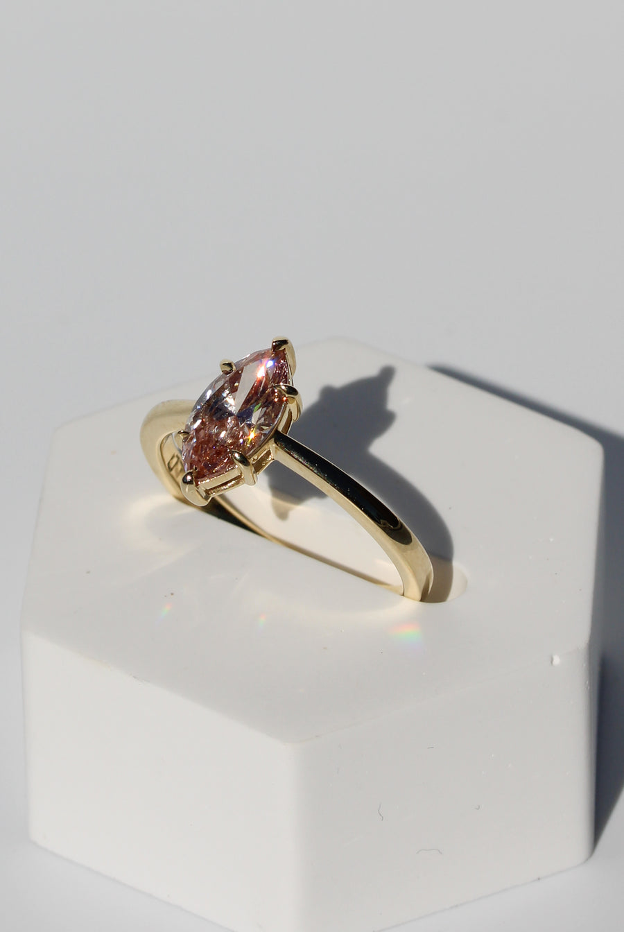 Lab-grown Pink Marquise Ring