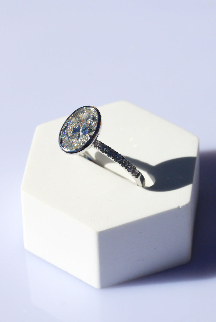 Oval Lab-Grown Rubset Diamond Ring