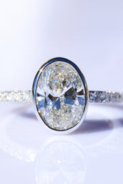 Oval Lab-Grown Rubset Diamond Ring