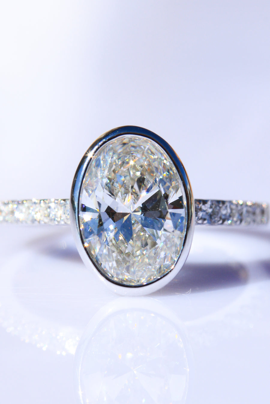 Oval Lab-Grown Rubset Diamond Ring
