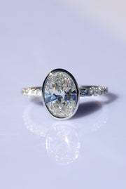 Oval Lab-Grown Rubset Diamond Ring