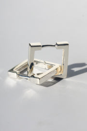 Sterling Silver Square Huggie Earrings