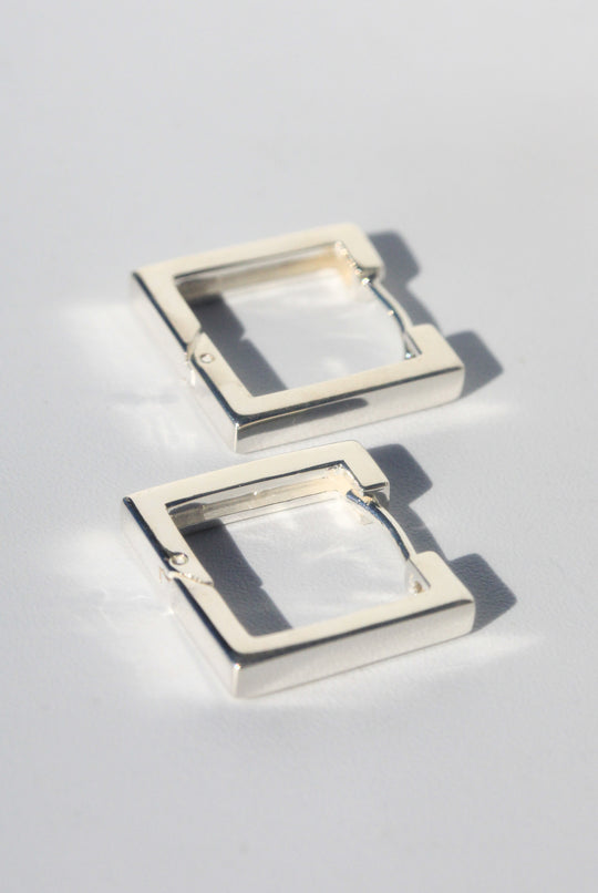 Sterling Silver Square Huggie Earrings