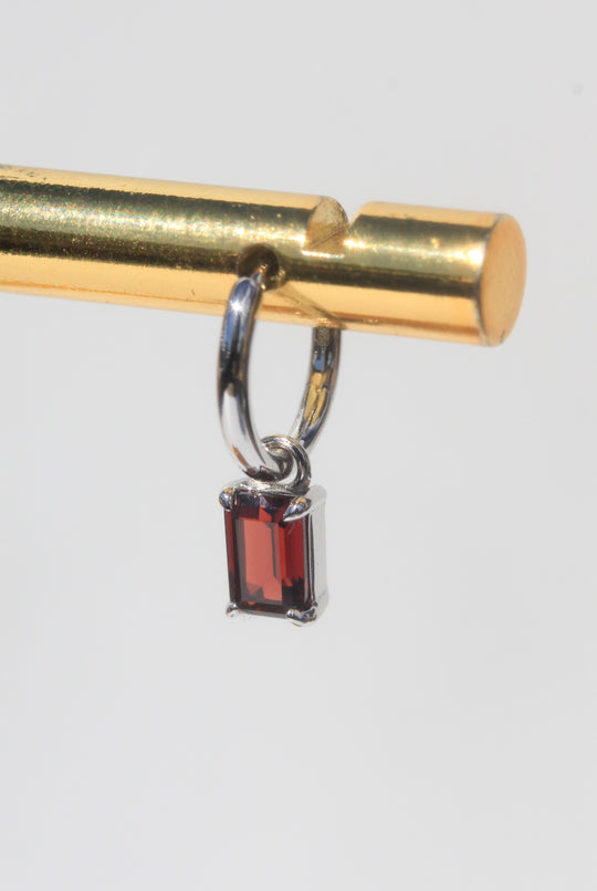 Silver Emerald Cut Garnet Earrings