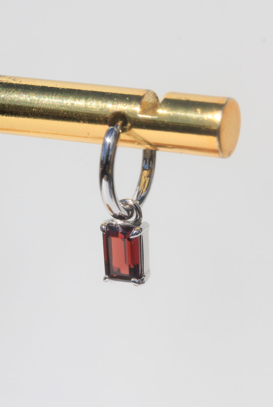 Silver Emerald Cut Garnet Earrings