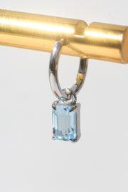 Silver Emerald Cut Blue Topaz Earrings