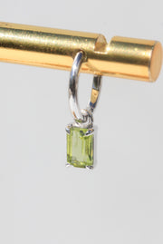 Silver Emerald Cut Peridot Earrings