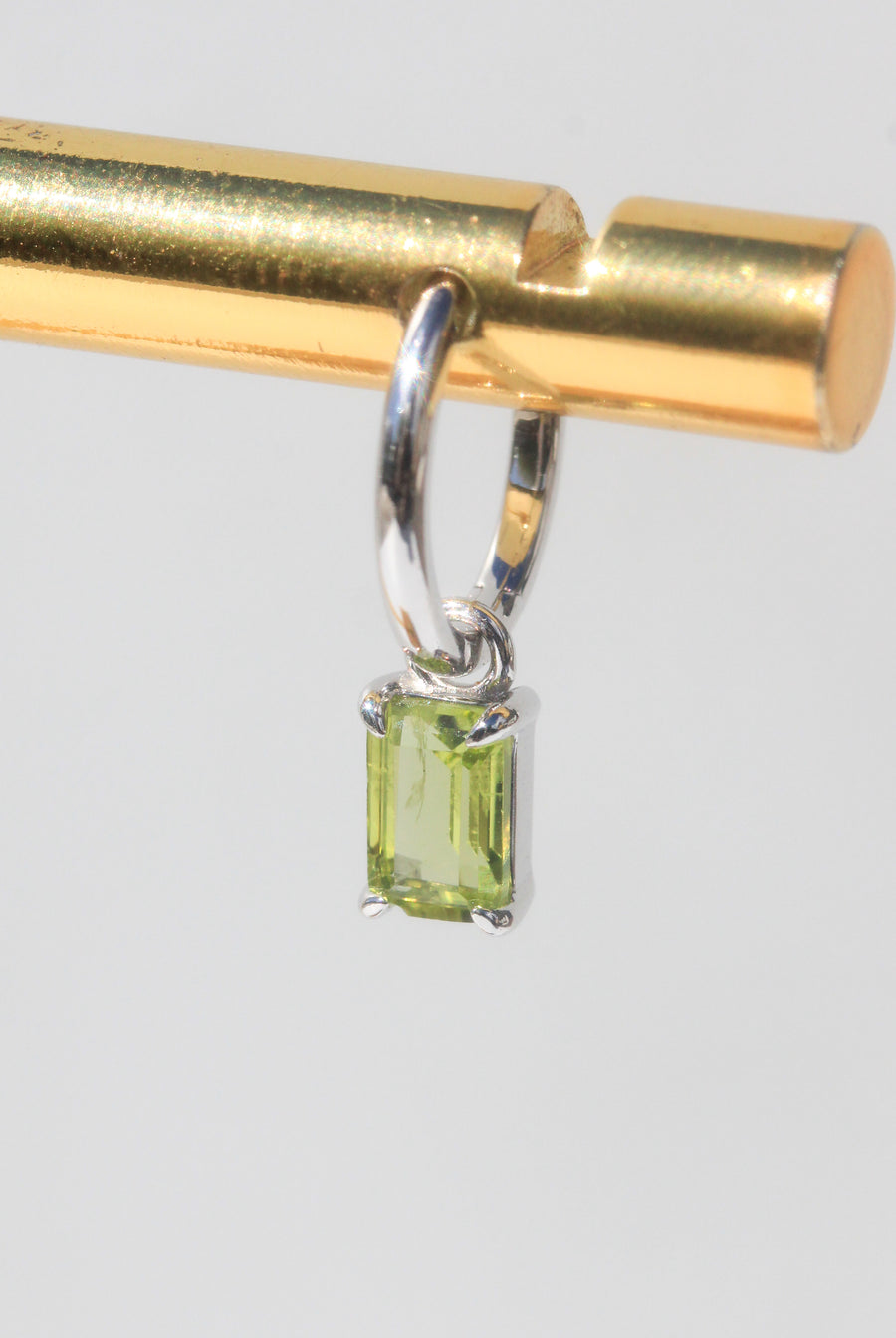 Silver Emerald Cut Peridot Earrings
