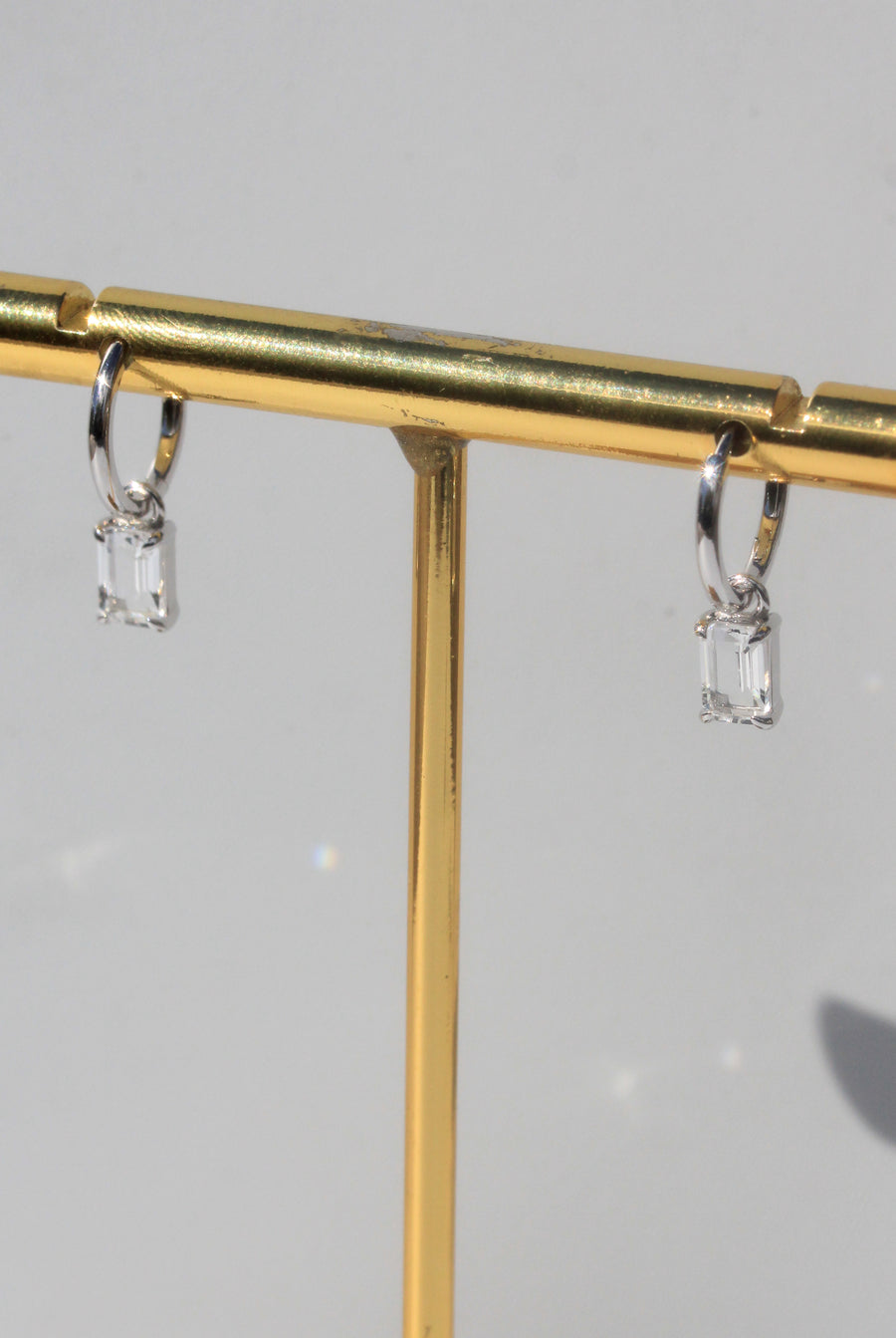 Silver Emerald Cut White Topaz Earrings