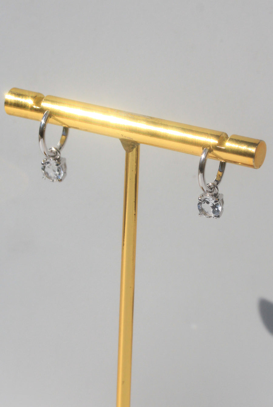 Silver White Topaz Round Drop Earrings