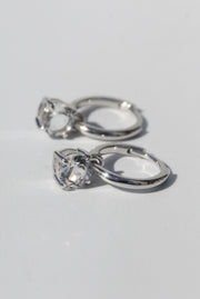 Silver White Topaz Round Drop Earrings