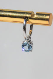 Silver Blue Topaz Round Drop Earrings