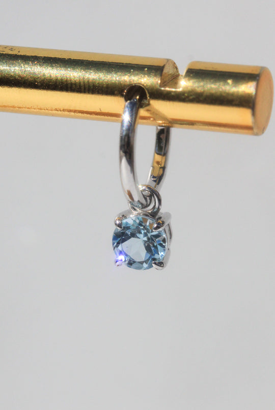 Silver Blue Topaz Round Drop Earrings