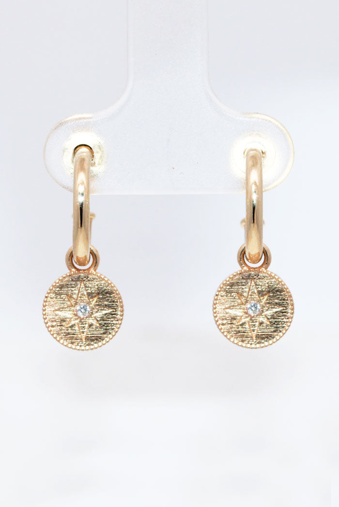 Diamond Disc Mini Drop Earrings