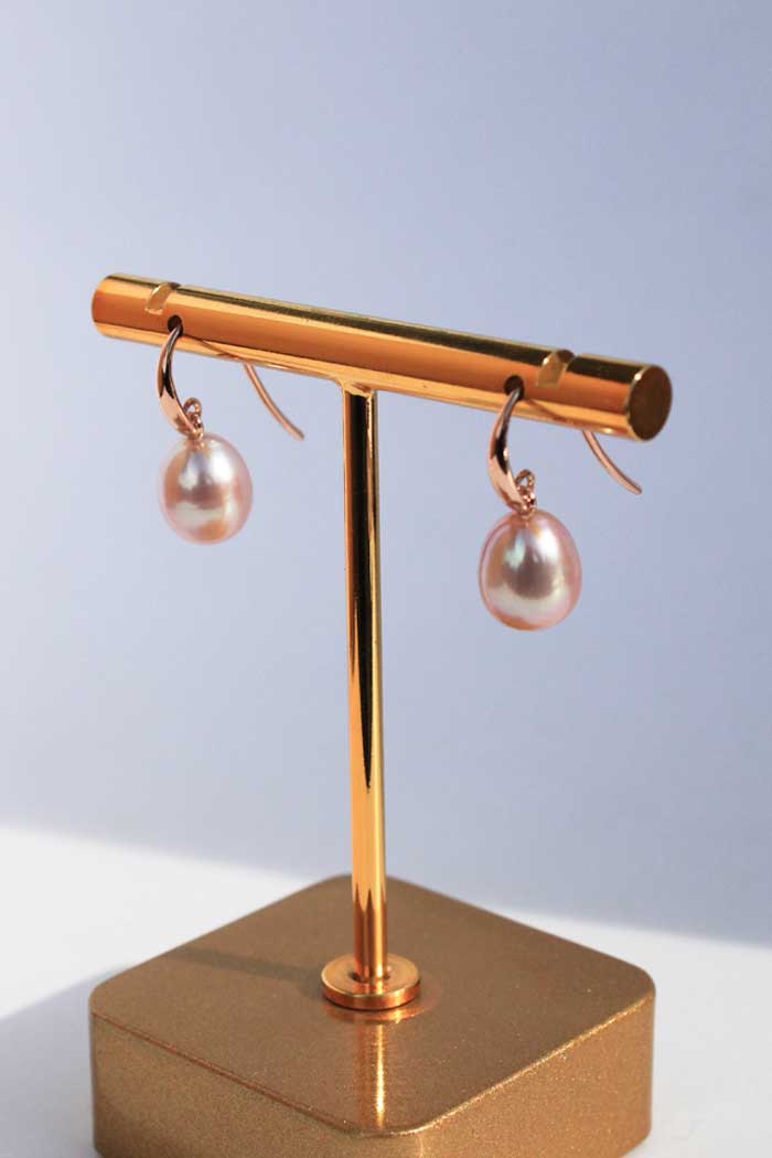 9ct Rose Gold Pink Pearl Earrings