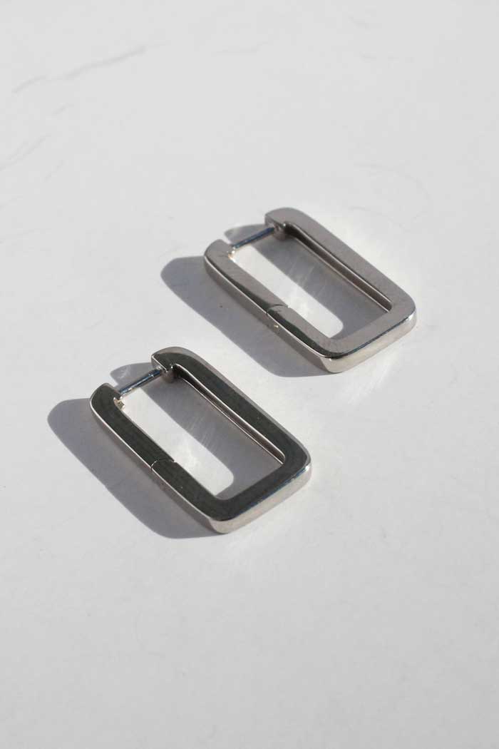 Sterling Silver Rectangle Hoop Earrings