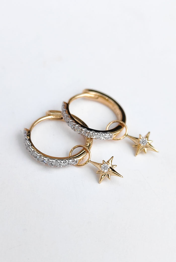 Diamond star drop hoops