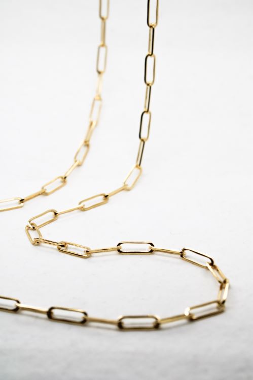 Yellow Gold Paper Clip Necklace