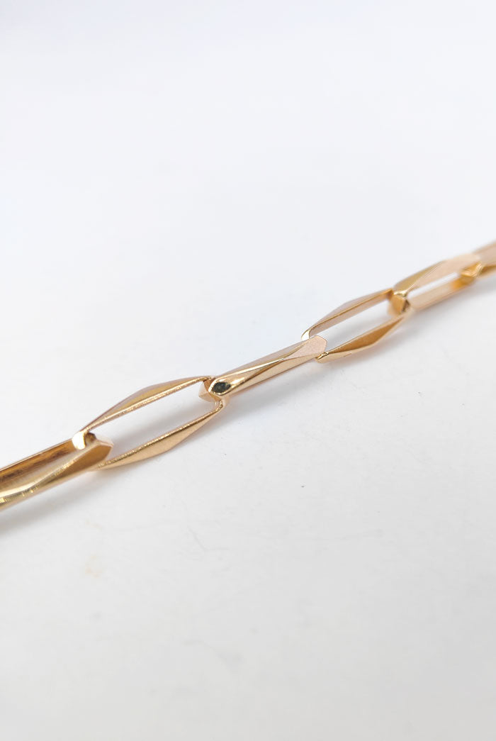 Yellow Gold faceted paperclip bracelet