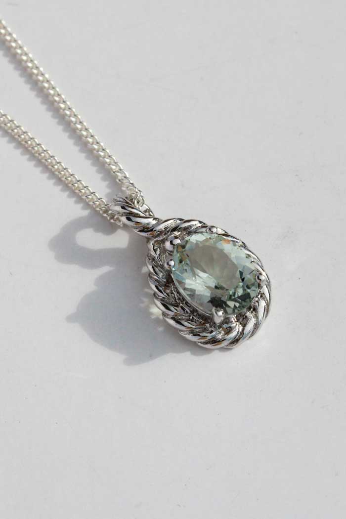 Sterling Silver Green Amethyst Pendant
