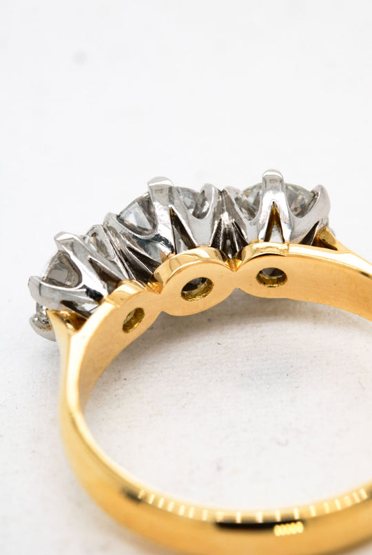 18ct Yellow and Platinum Three Stone Diamond Ring