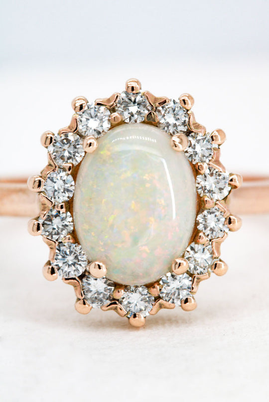 Rose Gold Opal and Diamond Ring